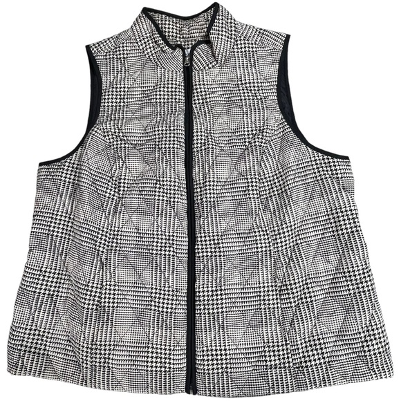 Croft & Barrow plus size 1x black & white houndstooth thin puffer vest EUC - Picture 3 of 15